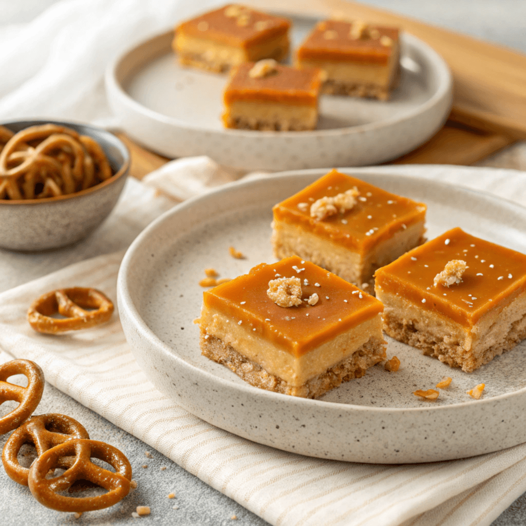 No Bake Caramel Pretzel Crack Bars